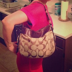 Super cute brown coach signature C purse authentic