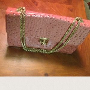 100% PU Leather Pink/Gold Shoulder Purse