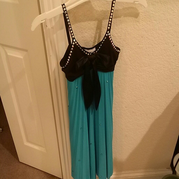 Black and blue rynstoned dress