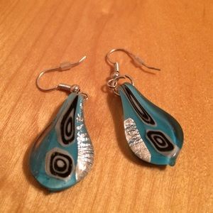 Beautiful, turquoise, tribal-themed glass earrings