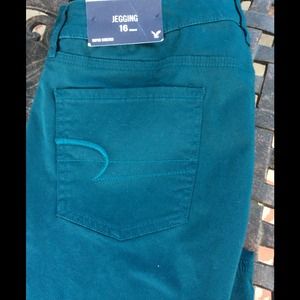 American Eagle 16 NWT teal stretch jegging jeans