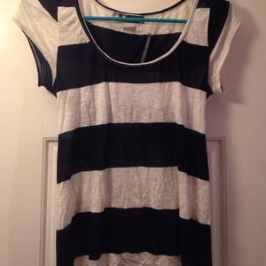 Striped Black & White Top w/ Cutout Back