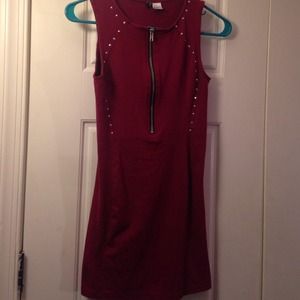 Burgundy Zipper Dress