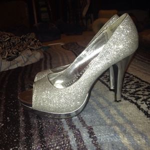 Sparkly Silver Heels