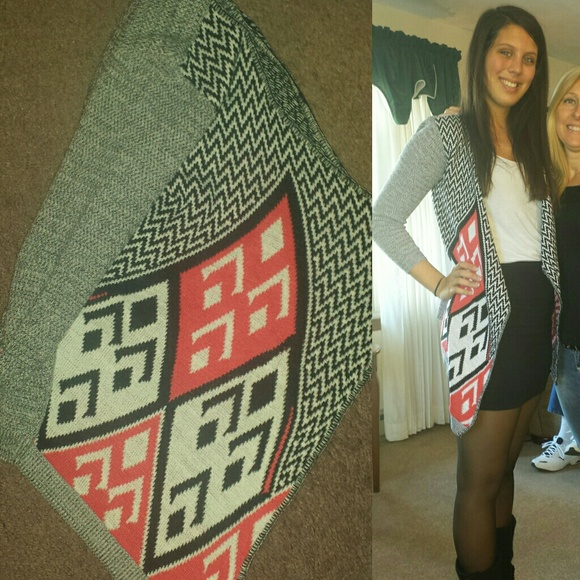 Gray, Black, Pink Cardigan