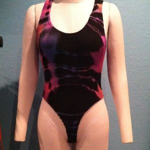 90s Vintage Multi-Colored Thong One Piece