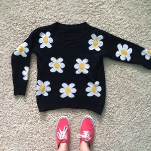 Black floral sweater