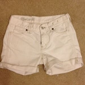 White cuffed denim shorts