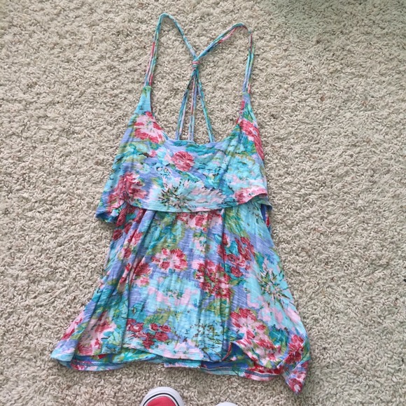 Long strap floral tank