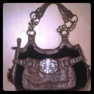 Gorgeous!! Leather and genuine rabbit fur handbag.