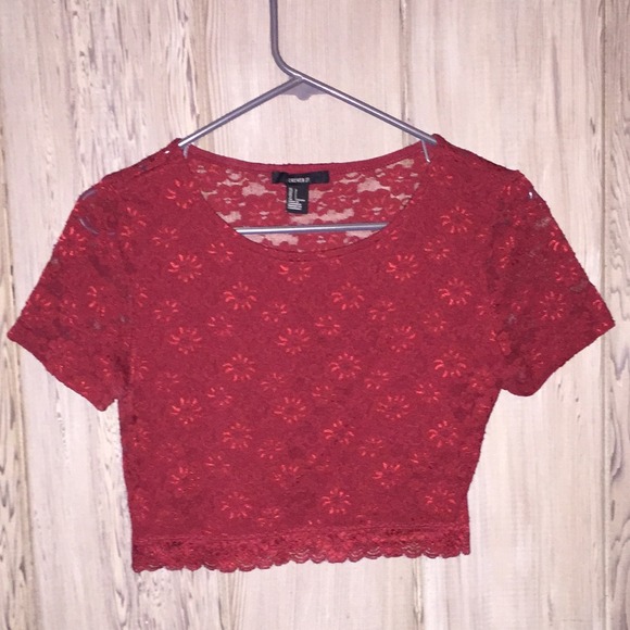SOLD. **Burgundy lace crop top**
