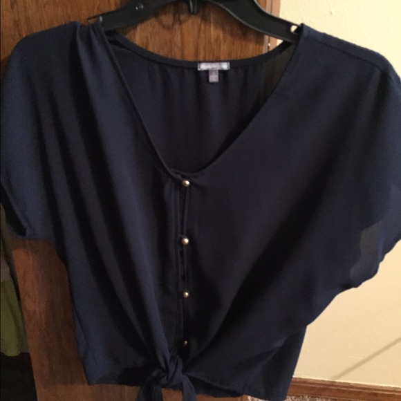 Sheer navy blue blouse