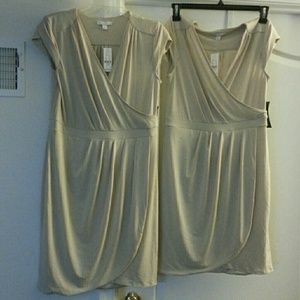 NWT SZ L New York & Company neutral tulip hem dress for Easter or summer wedding