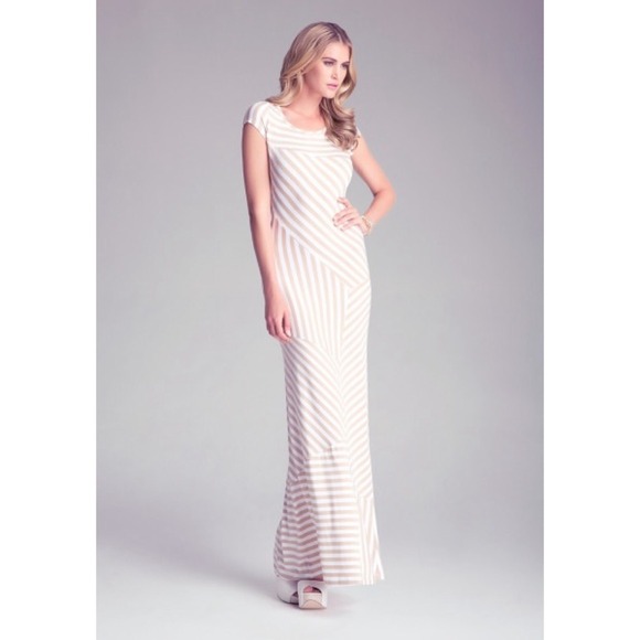 NWT Bebe Mixed Mini Stripe Maxi Dress
