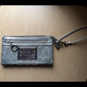 Silver Coach Poppy Wristlet 👜