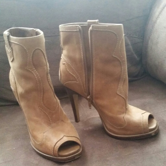 BCBGenerations Beige peep toe bootie