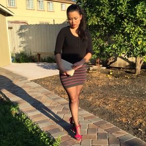 Pink and grey knit skirt