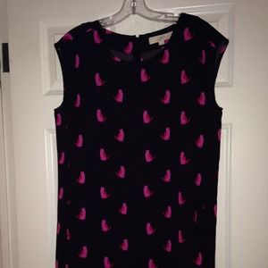 Cute maroon and pink Loft dress. Cat print!