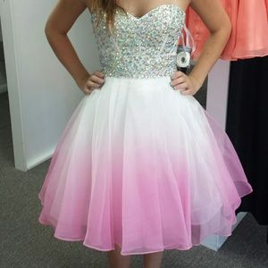 Pink and white homecoming dress.