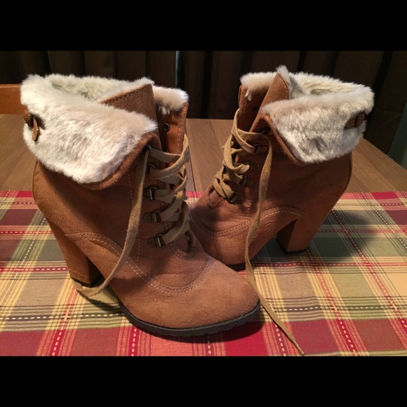 Fur lined ankle booties