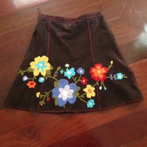 Moschino cheap and chic embroidered suede skirt
