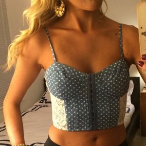 Forever 21 Polka Dot & Lace Bustier Crop Top