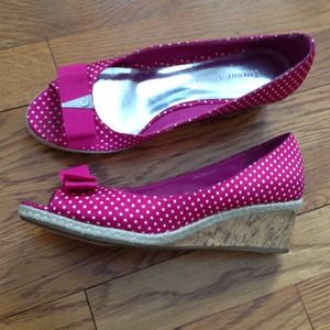 Magenta Polka Dot Etienne Aigner Wedges