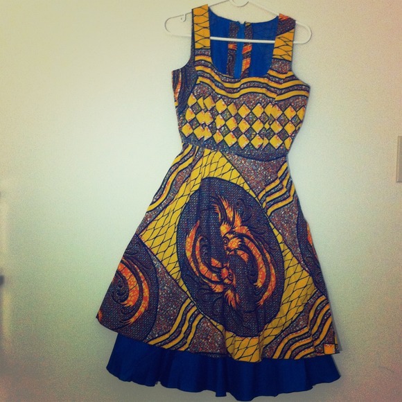 Orange & Blue African print dress