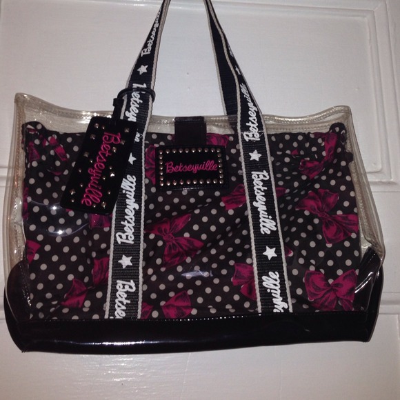 Betsey Johnson Clear Tote Bag with detachable slip