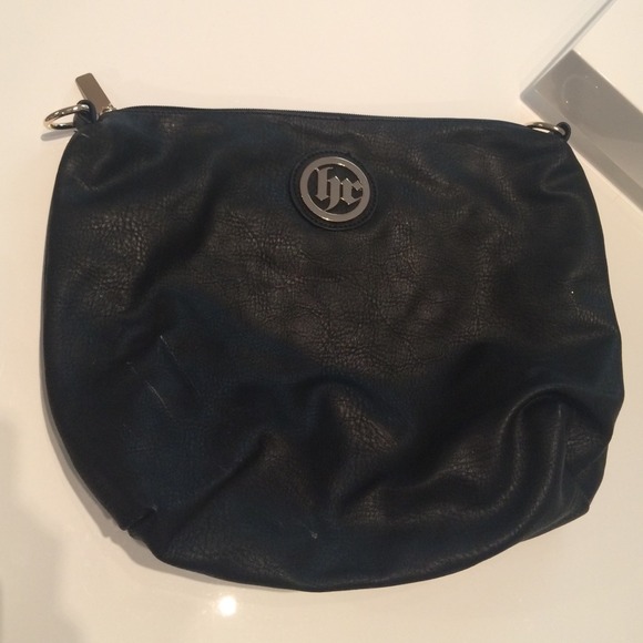 Black faux leather purse