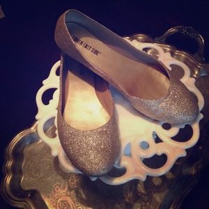 Glittery sparkly gold/silvery ballet flats