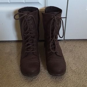 Brown Combat Boots and Blue Jeans
