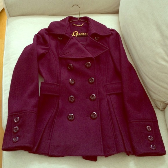 Guess Jackets & Blazers - Beautiful plum colored Guess pea coat