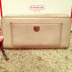 Coach Cream soft pebble leather zip around wallet