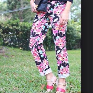 Loft Black floral Pants