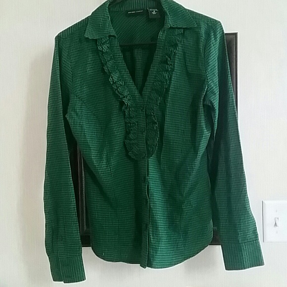 Green checkered  blouse. Never worn, no tags