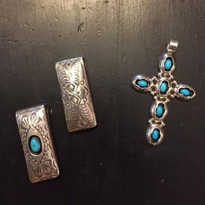 Sterling Cross with Topaz stones/2 mens money clip