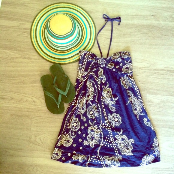Navy Bandeau Dress
