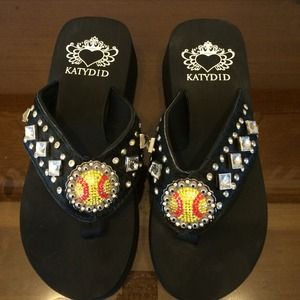 Hold for @myssmae Softball Bling Flipflops