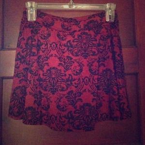 Black and burgundy skater skirt