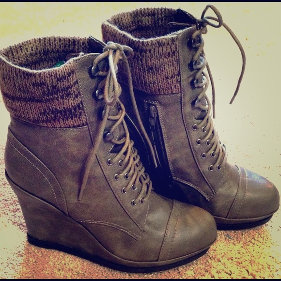 Wedge, Lace up, Booties.