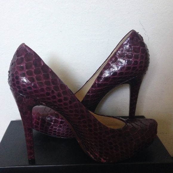 Alexandre Birman Snakeskin Dark Purple Pumps