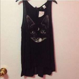 Black cat tank top