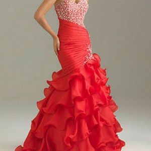 New red mermaid  organza formal gown Prom  size 10