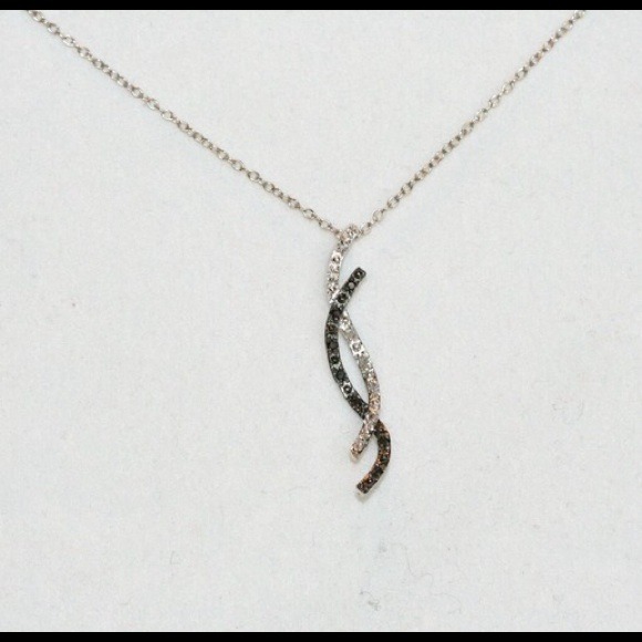 Genuine black and white diamond .925 sterling - Picture 1 of 2