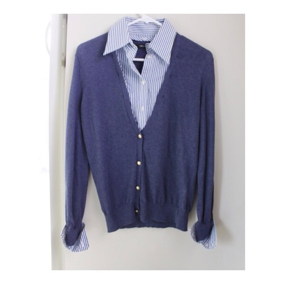 Blue button up shirt with cardi