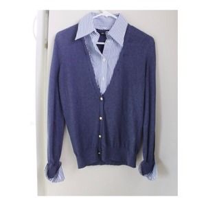 Blue button up shirt with cardi