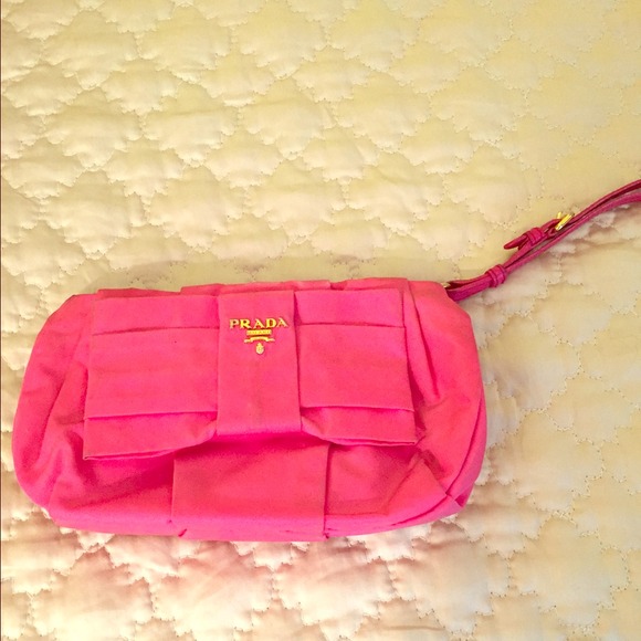 Hot pink prada clutch