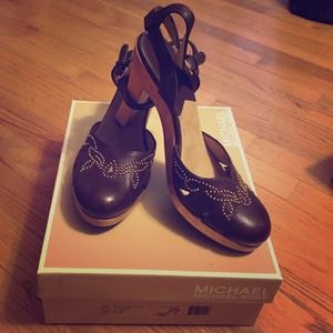 RARE MK  Brown Leather Heels