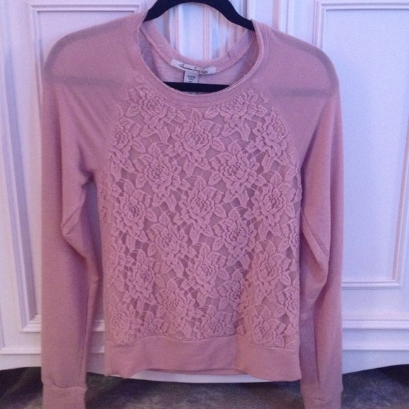Nude Pink Lace Sweatshirt